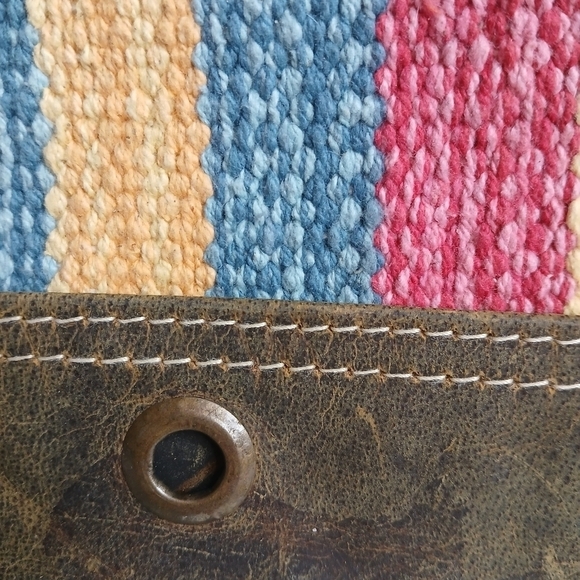 Myra Bag Midsummer Pouch Upcycled Cotton & Leather Coastal Cowgirl - Picture 9 of 15